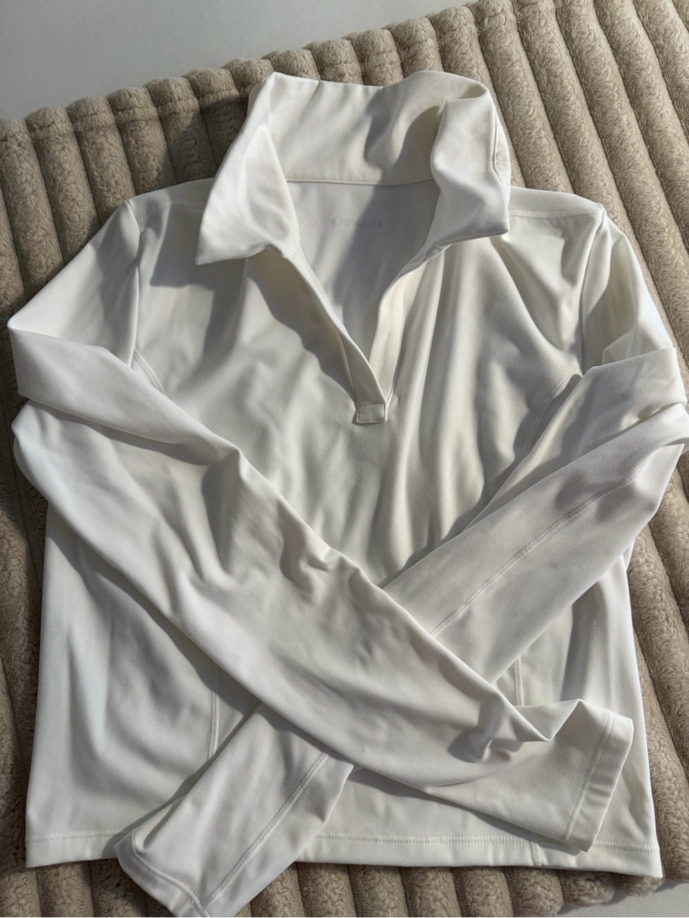 Adanola White Long-Sleeve Polo Pullover